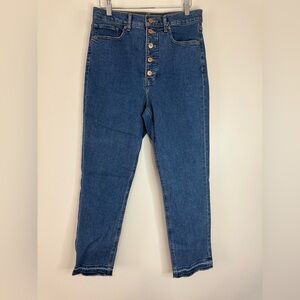 Express super High-Rise Button-Fly Women’s Mom Jeans - Blue size 10R